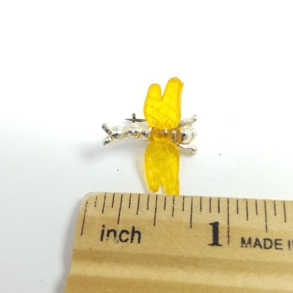 Vintage Little Bug Brooch with Yellow Wings, Silver Tone Dragonfly, Estate - Picture 4 of 5